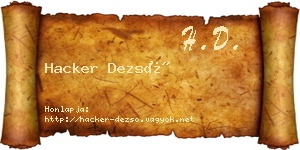 Hacker Dezső névjegykártya